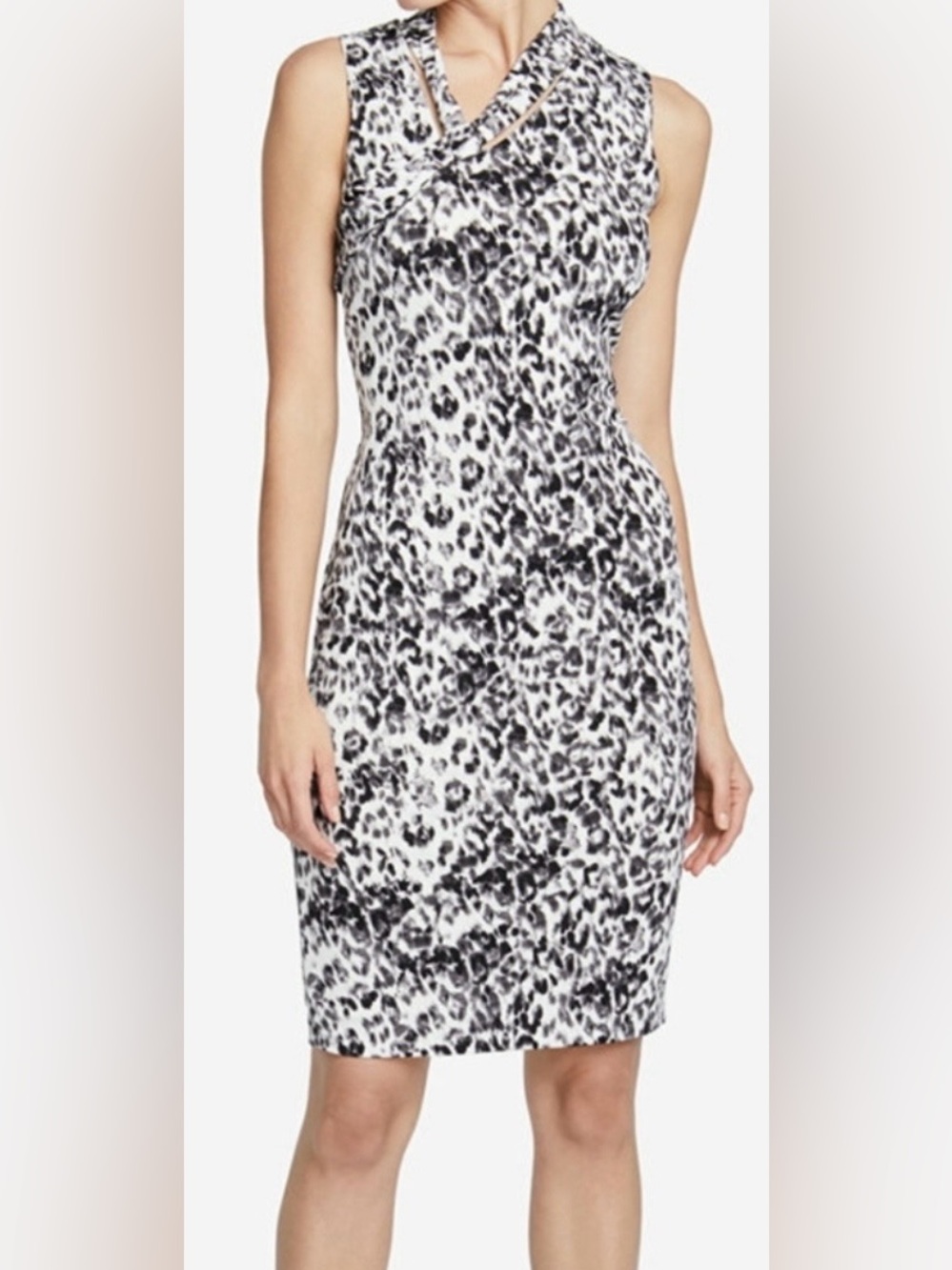 RACHEL Rachel Roy Black and White Animal-Print Midi Dress